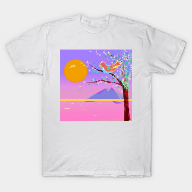 BIRD, Abstract Nature, Landscape T-Shirt by tanyazevallos